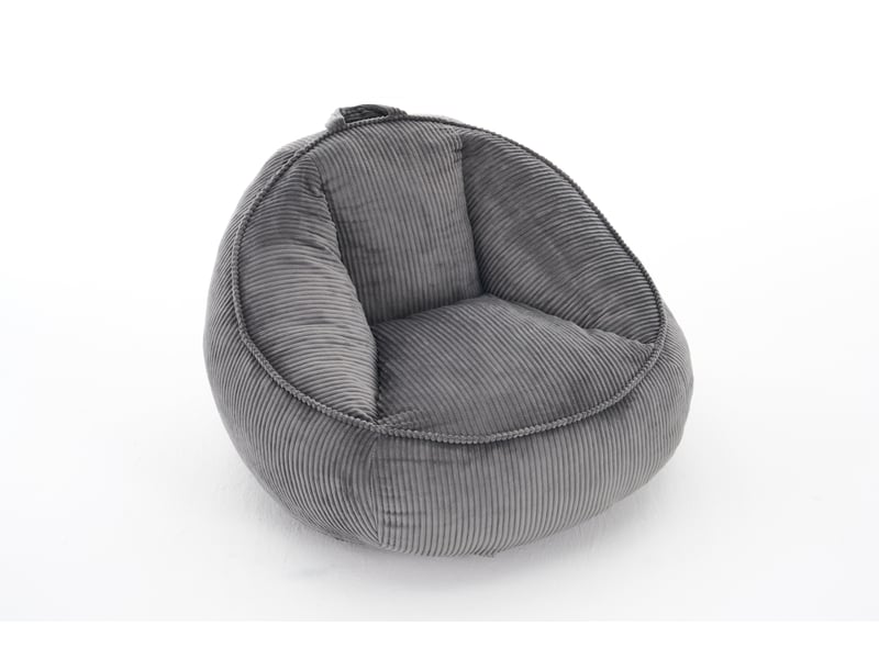  Fauteuil pouf gris 90x90x59 cm en velours côtelé, assise en mousse à mémoire de forme et dossier pour le salon  - Conforama A