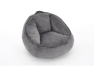 Fauteuil pouf gris 90x90x59 cm en velours côtelé, assise en mousse à mémoire de forme et dossier pour le salon
