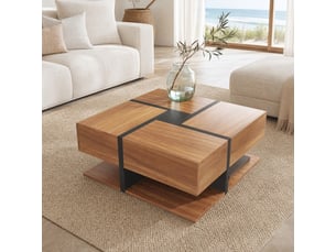 Table basse carré(e) coloris bicolore LPOSPI - 78 cmx78 cm