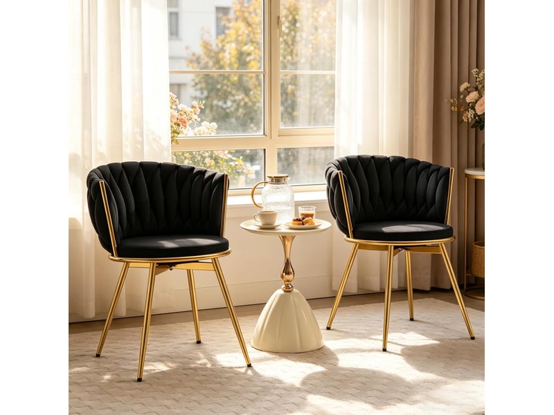  Chaise de salle à manger pivotante en velours noir, lot de 2 cravdom  - Conforama D