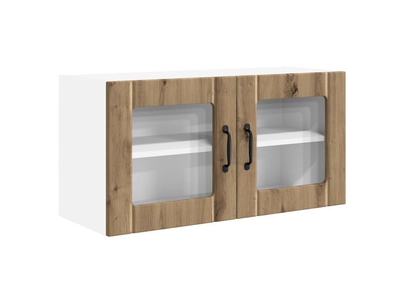  Meuble mural de cuisine, cabinet en verre mural chêne artisanal 80x31x40cm shl720  - Conforama A