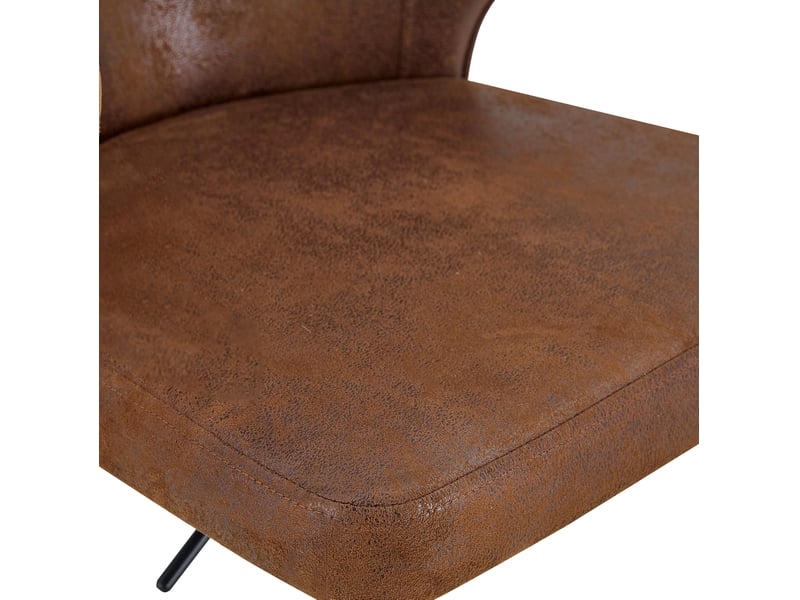  Tabouret de bar pivotant avec hauteur réglable, repose-pieds et dossier ergonomique, en tissu marron  - Conforama E