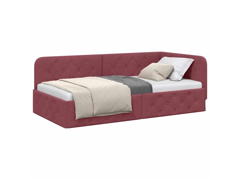  Lit simple- lit adulte -  cadre de lit d'angle bordeaux 100 x 200 cm tissu  - Conforama B