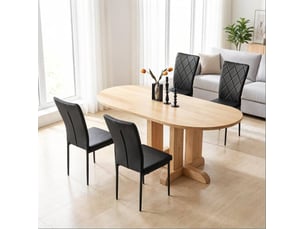 Lot de 4 chaises de salle à manger avec dossier haut rembourré et pieds métalliques en simili cuir noir