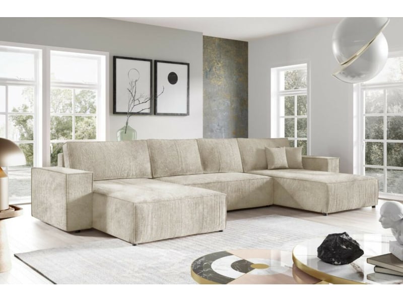  Canapé d'angle convertible mille u beige  - Conforama D