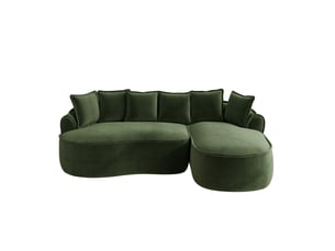 Canapé d'angle compressé droit fixe <strong>MAISENTIEL</strong> <strong></strong> 3 places Tissu Vert