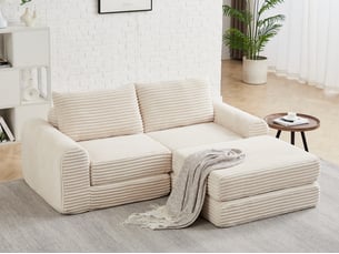 Canapé d'angle compressé réversible convertible <strong>BGSRYAO</strong> <strong></strong> 2 places Velours beige