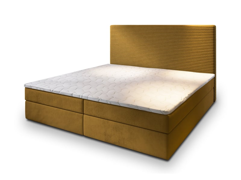  Boxspring giarro 200x200 cm, lit complet avec matelas, jaune  - Conforama A