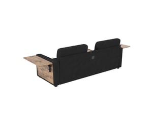 Canapé droit convertible WISHDOR 2 places Tissu noir avec coffre de rangement