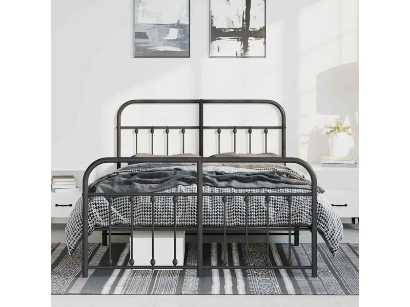  Lit double- lit adulte -  cadre de lit métal sans matelas avec pied de lit noir 135x190cm  - Conforama B