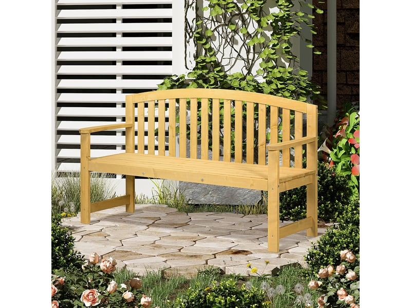 Banc de jardin 2 places en bois, résistant aux intempéries, avec dossier, charge maximale 240 kg, 140 x 50 x 85 cm, orange - Conforama C