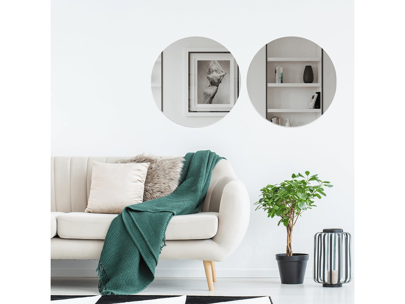  Lot de 10 autocollants muraux flexibles en acrylique, miroir décoratif, rond, pour salle de bain, salon, chambre (rond 20 cm)  - Conforama C