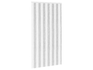 Rideau anti-insectes, moustiquaire en chenille gris clair et blanc cf43441