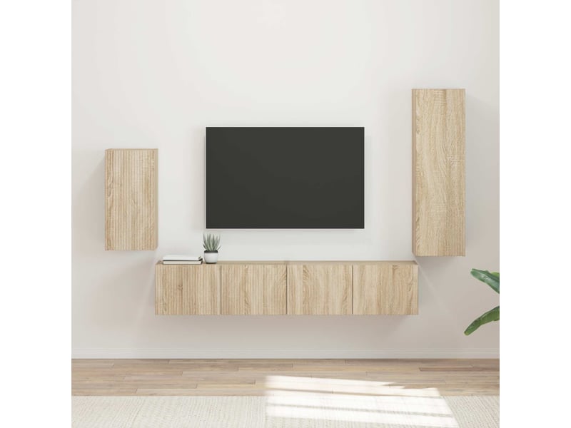  Ensemble meuble tv - banc tv - meuble de rangement 4 pcs chêne sonoma bois d'ingénierie  - Conforama B