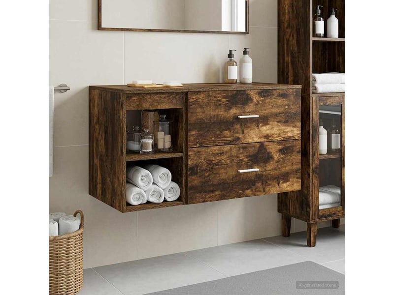 Ensemble de mobilier de salle de bain 2 pcs chêne fumé shl8002 - Conforama B