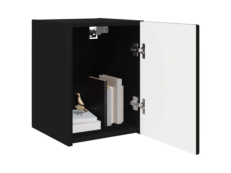  Meuble tv - banc tv - meuble de rangement mural 2 pcs noir bois d'ingénierie  - Conforama C