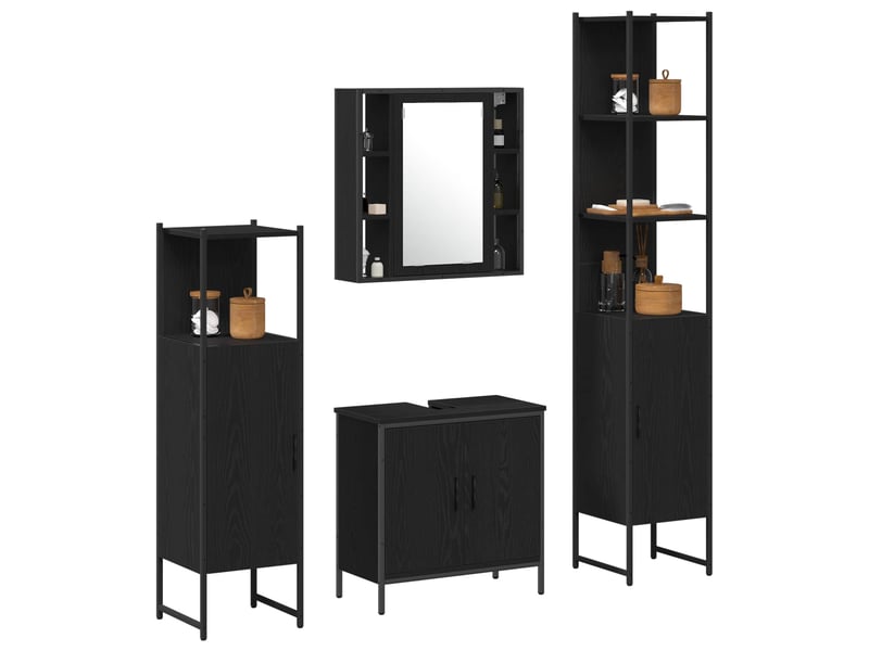  Ensemble de mobilier de salle de bain 4 pièces noir cf64559  - Conforama C