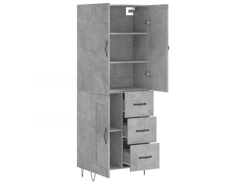  Buffet haut - bahut - meuble de rangement gris béton 69,5x34x180 cm bois d'ingénierie  - Conforama D