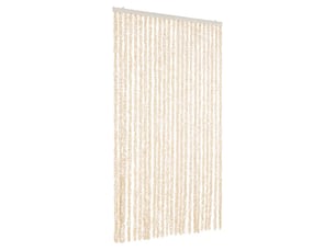 Rideau anti-mouches, moustiquaire beige et blanc 100x220 cm chenille cf43491