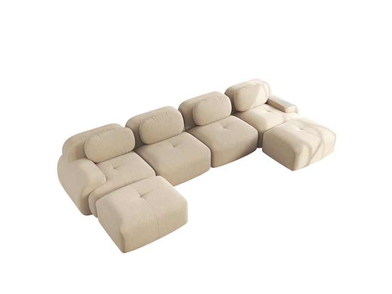 Canapé modulable en u ulevr 4 places 388 x 178 cm, sans montage, velours côtelé beige - Conforama A