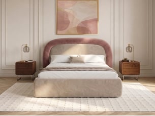 Lit coffre 160x200 cm <strong>BOBOCHIC</strong>  <strong>SIMONE</strong> coloris rose