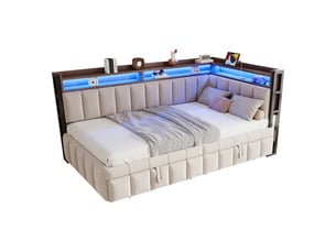 Lit banquette 90x200 cm    coloris beige