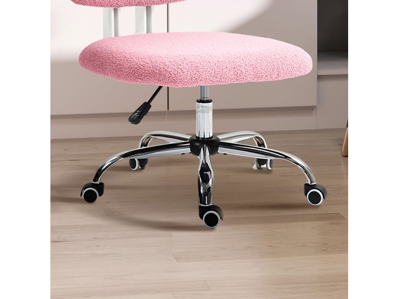  Chaise de bureau ergonomique rose en tissu, réglable en hauteur, sans accoudoirs, idéale pour le télétravail  - Conforama E