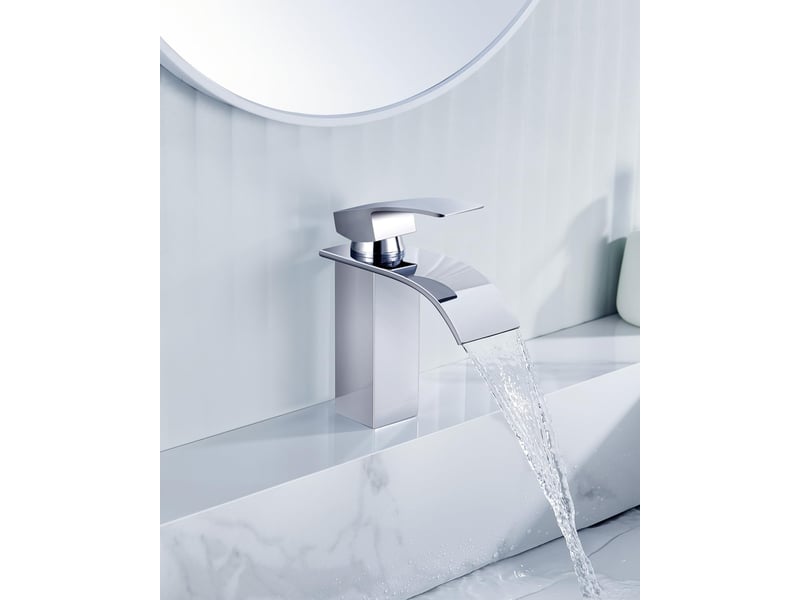 Robinet salle de bain cascade mitigeur de lavabo en laiton robinet à deux voies chromé design moderne PPL000876TBY - Conforama E