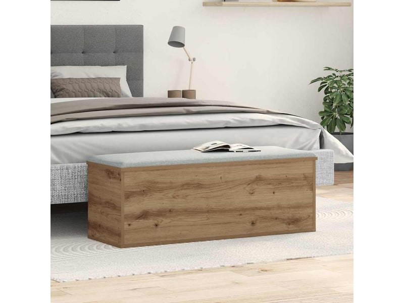  Boîte de rangement, coffre de rangement chêne artisanal 102x35x35 cm  - Conforama D