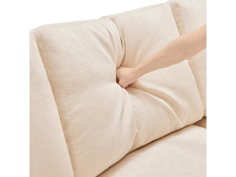  Canapé 4 places avec pouf en tissu chenille beige 216x161x81 cm N653P9771312A - Conforama E