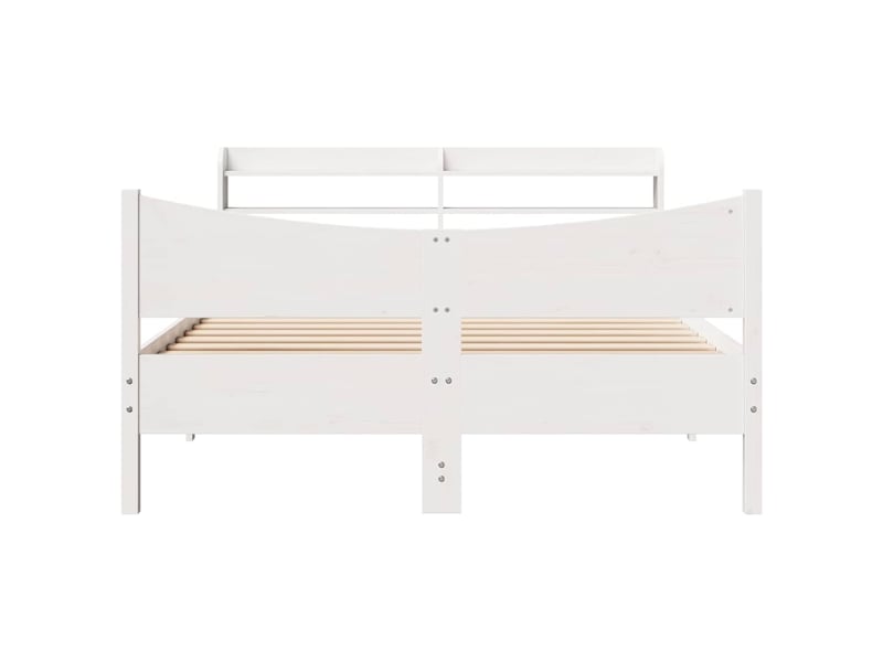 Cadre de lit avec tête de lit blanc 150x200 cm bois pin massif  - Conforama D