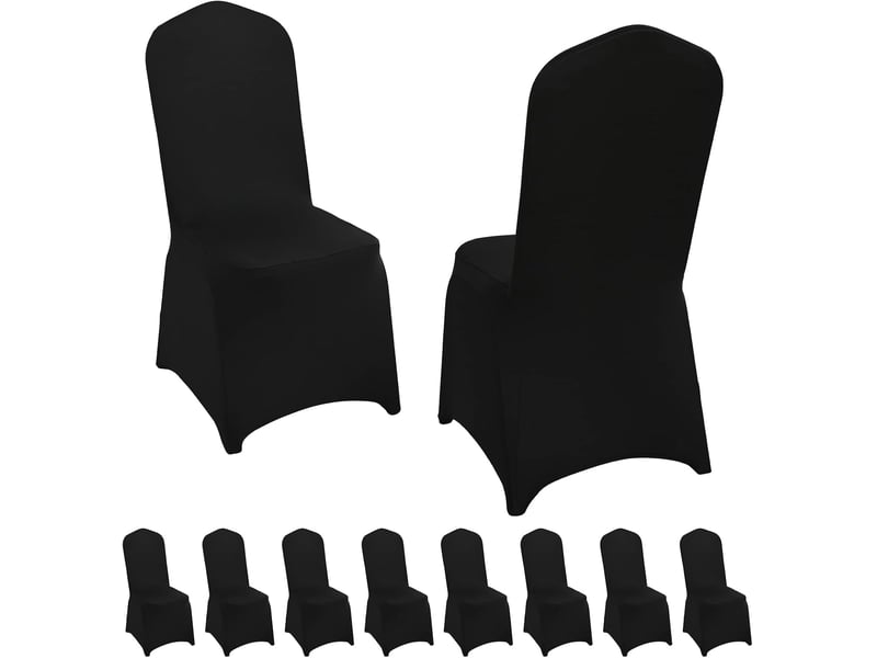  Lot de 10 housses de chaise de mariage extensibles en spandex noir, housses de chaise universelles, adaptées aux mariages, événements, banquets, fête XLH-ZLS-009313ZLS - Conforama A