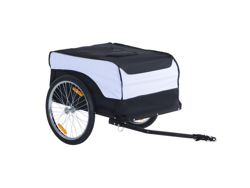 Remorque vélo pliable 140x77x65 cm – blanc et noir – charge maximale 40 kg, tissu oxford imperméable - Conforama A
