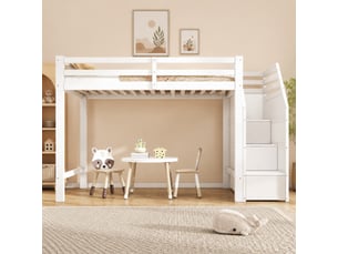 Lit mezzanine 90x200 cm <strong>STILVORA</strong> <strong></strong> coloris blanc
