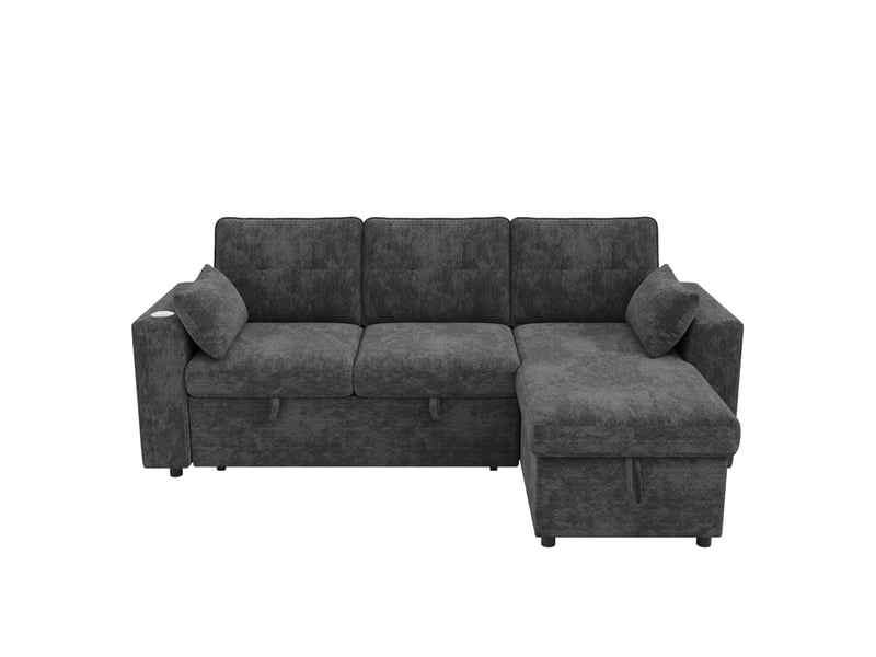 Canapé d’angle convertible 3 places 213x131x83 cm gris chenille - Conforama A