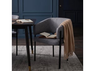 Lot de 2 chaises design et matelassées isaure métal noir et tissu gris