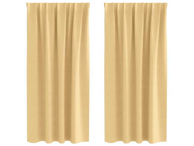  Lot de 2 rideaux occultants, rideaux black-out avec anneaux beige 175 x 140 cm cf44564  - Conforama A