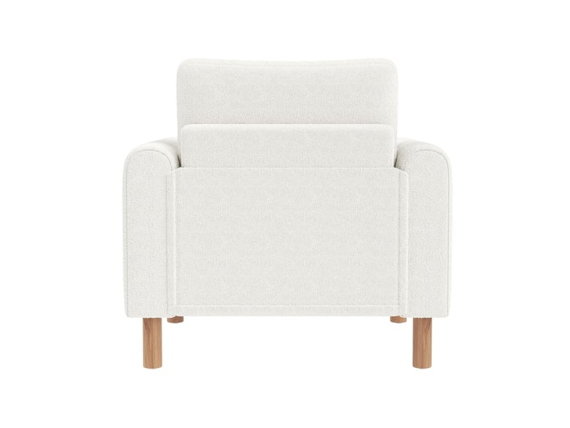  Fauteuil 87x83x88,5 cm coussin épais haute densité soutien lombaire bois pieds antidérapants velours teddy blanc  - Conforama W