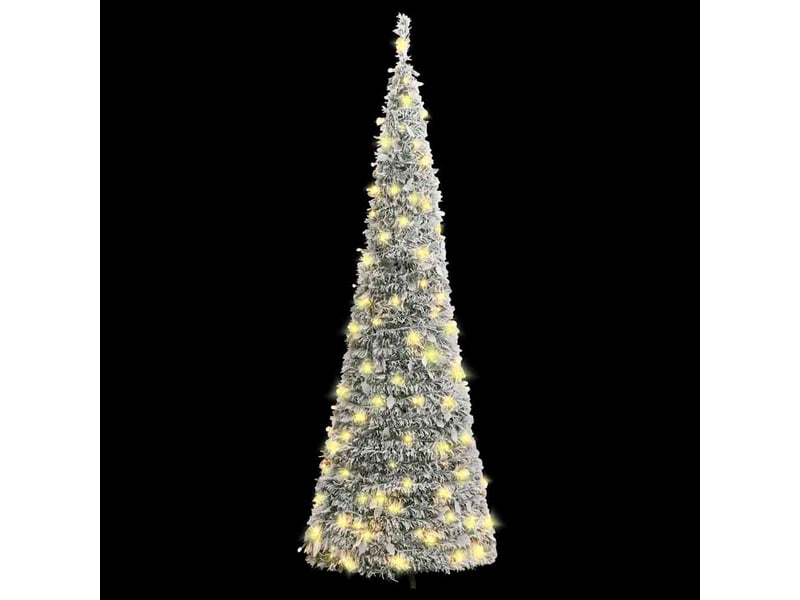  Sapin de noël artificiel, arbre de noël escamotable avec neige floquée 150 led  - Conforama A