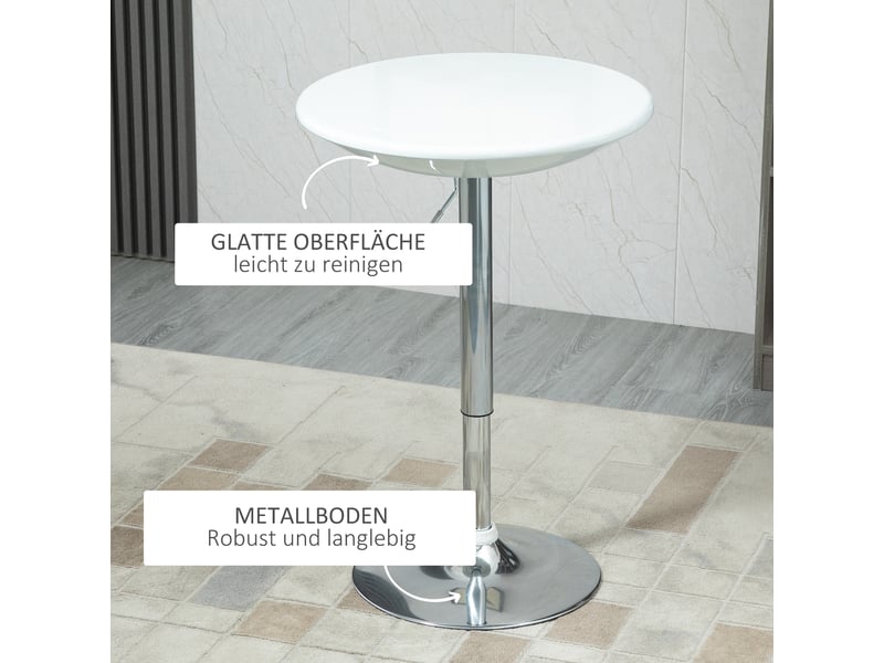  Table de bar ronde réglable en hauteur avec plateau rotatif - lpospi - métal et abs blanc ø61 × 76-97 cm  - Conforama E