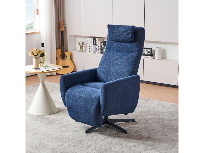  Fauteuil inclinable avec fonction relax - avec repose-pieds - fauteuil d'allaitement pivotant et fauteuil lounge - chenille bleu  - Conforama C