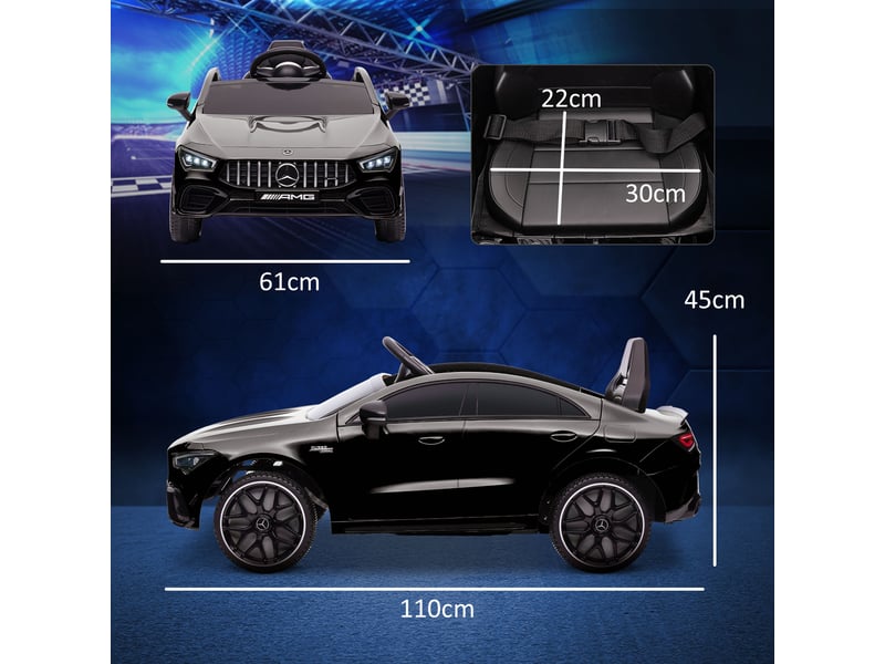  Voiture électrique pour enfants, télécommandée, avec roulettes de transport, phares led et klaxon, pour les enfants de 3 à 6 ans, noire.  - Conforama E