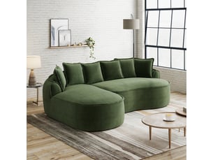 Canapé modulable - 252x164x67 cm - tissu chenille - configuration modulable - assise profonde - mobilier de salon - vert