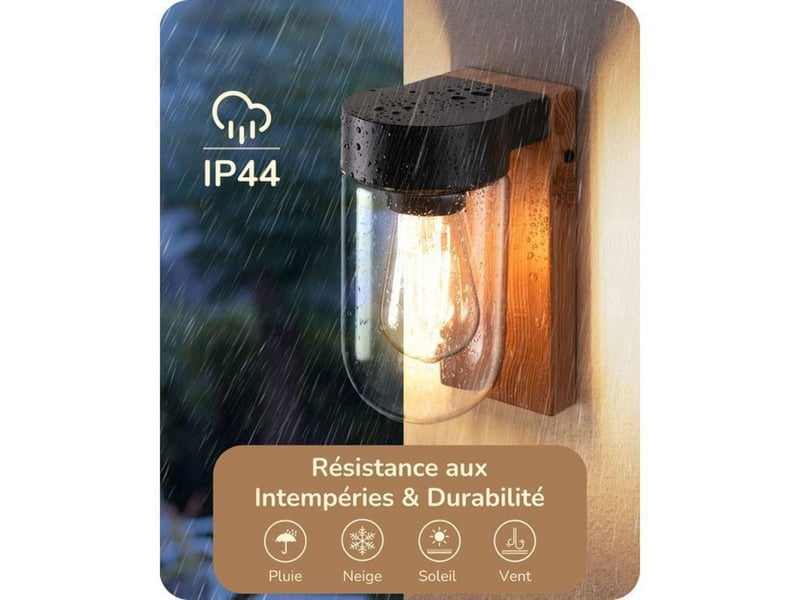  Applique murale exterieure bois aspect aluminium ip44 verre transparent e27 20 x 8 cm 370618_AACPL64741_6_DROPFR - Conforama C