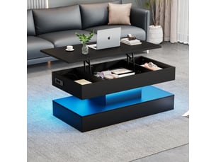 Table basse rectangulaire coloris noir <strong>MERAX</strong> <strong>table basse noir</strong> - 50 cmx100 cm