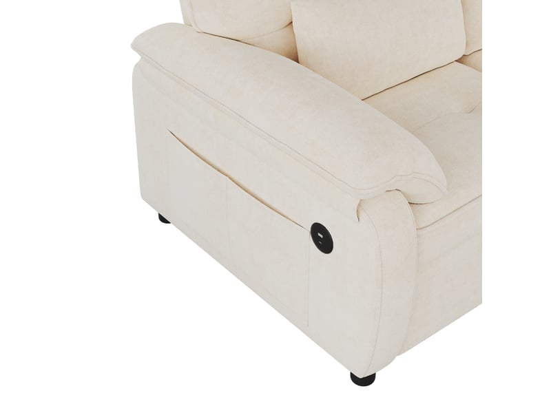  Canapé-lit 2 places 3-en-1, beige, chenille, dossier réglable, USB et 2 coussins  - Conforama D