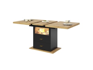 Table à manger extensible dimensions 110(140)×80×75 cm avec éclairage led, pour 6 personnes, adapté salle à manger