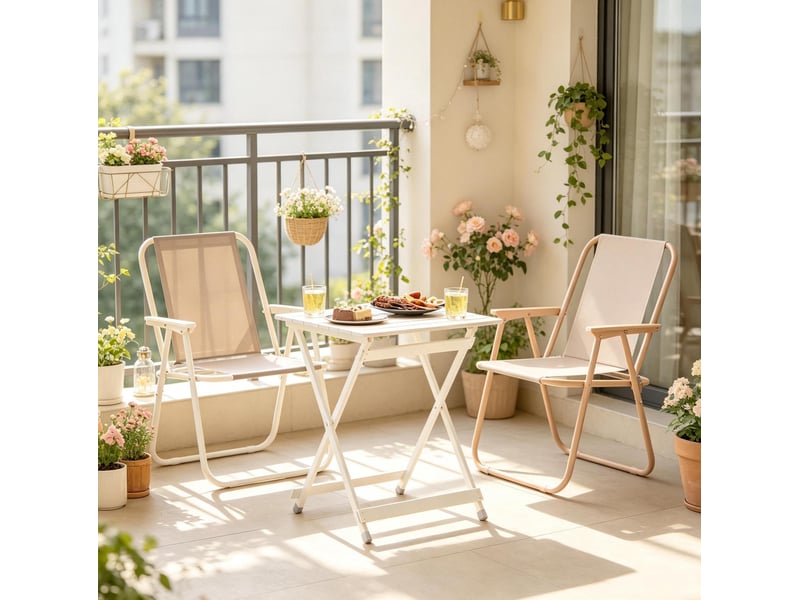  Table d'appoint pliante d'extérieur 47 x 50,5 x 59,5 cm – argent – gain de place pour balcon et camping  - Conforama E