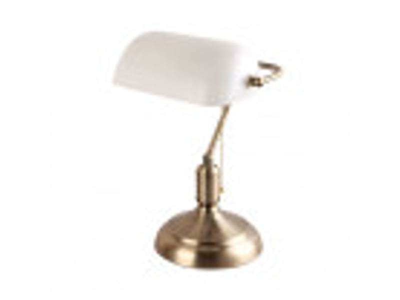  Lampe de bureau fabrilamp abogado cuirblanc 1 x e27 style banquier 38x26x18 cm 159471001 - Conforama B