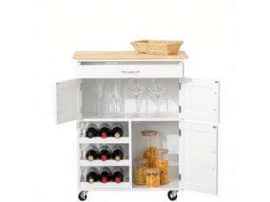 Desserte de cuisine compacte à roulettes avec rangement homvra